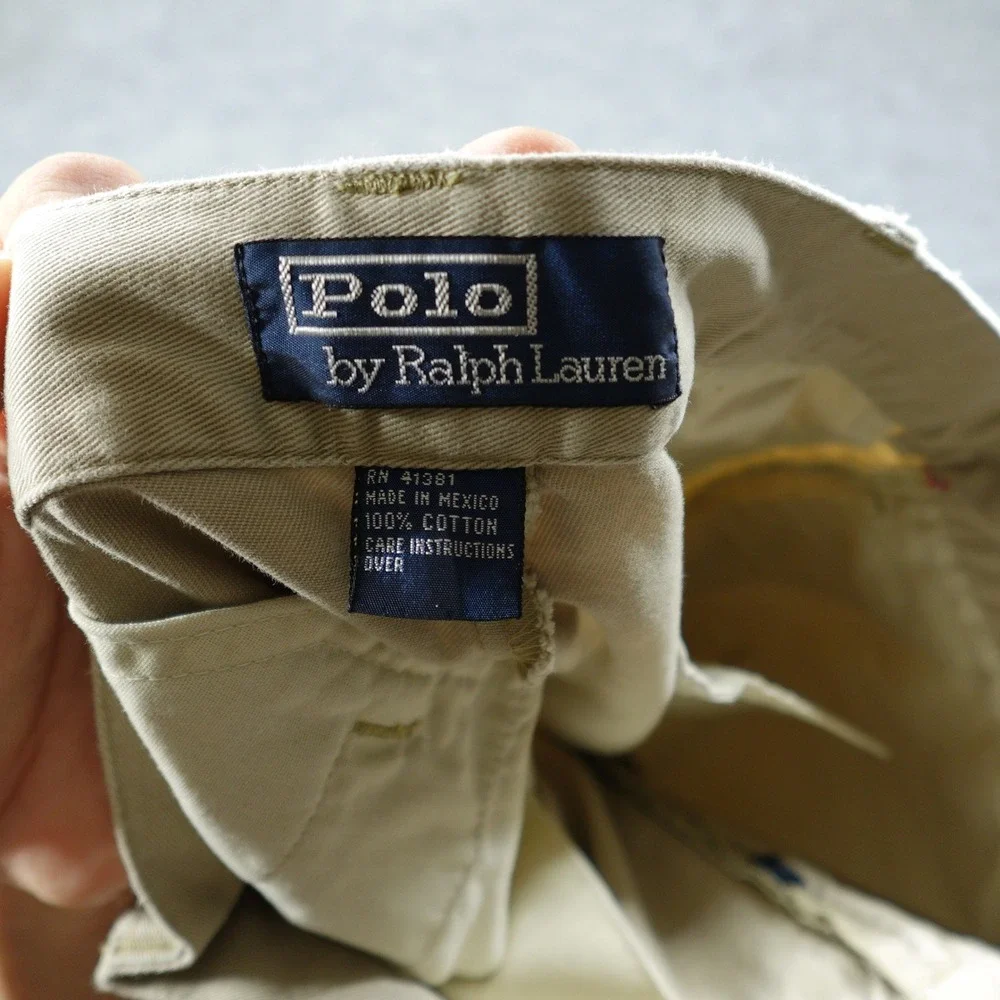 Polo Ralph Lauren Chino Pants Mens 35x32 Tan Straight Leg Cotton Button Fly
